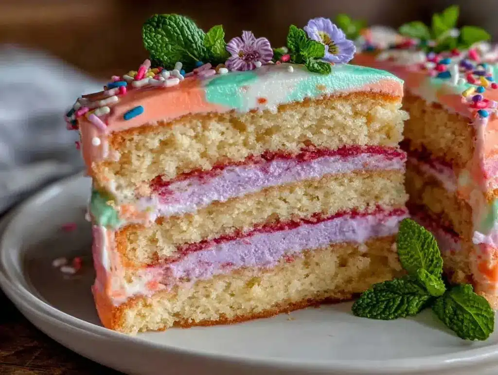 pastel ombre vanilla cake - featured image