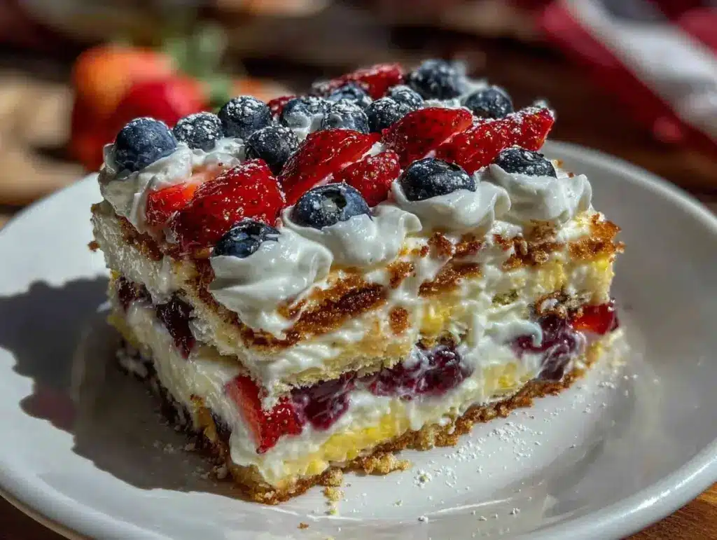 patriotic flag berry icebox cake - featured image