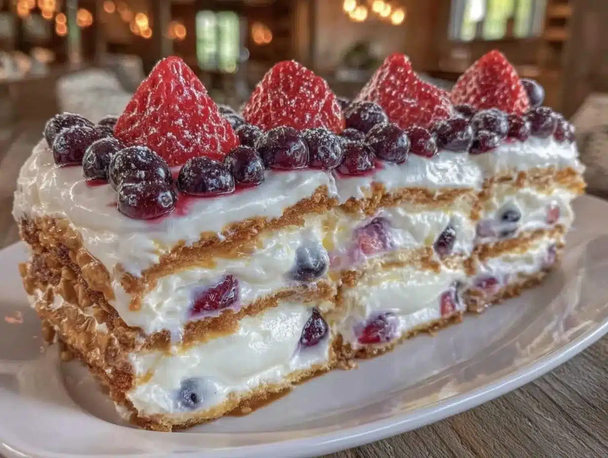 patriotic flag berry icebox cake preparation steps