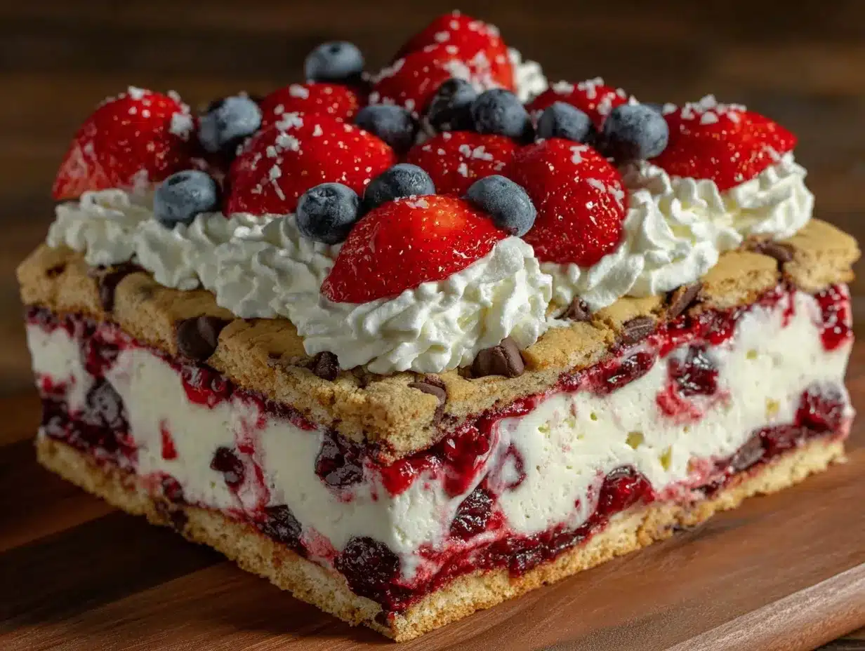 patriotic ice cream sandwich layer cake preparation steps