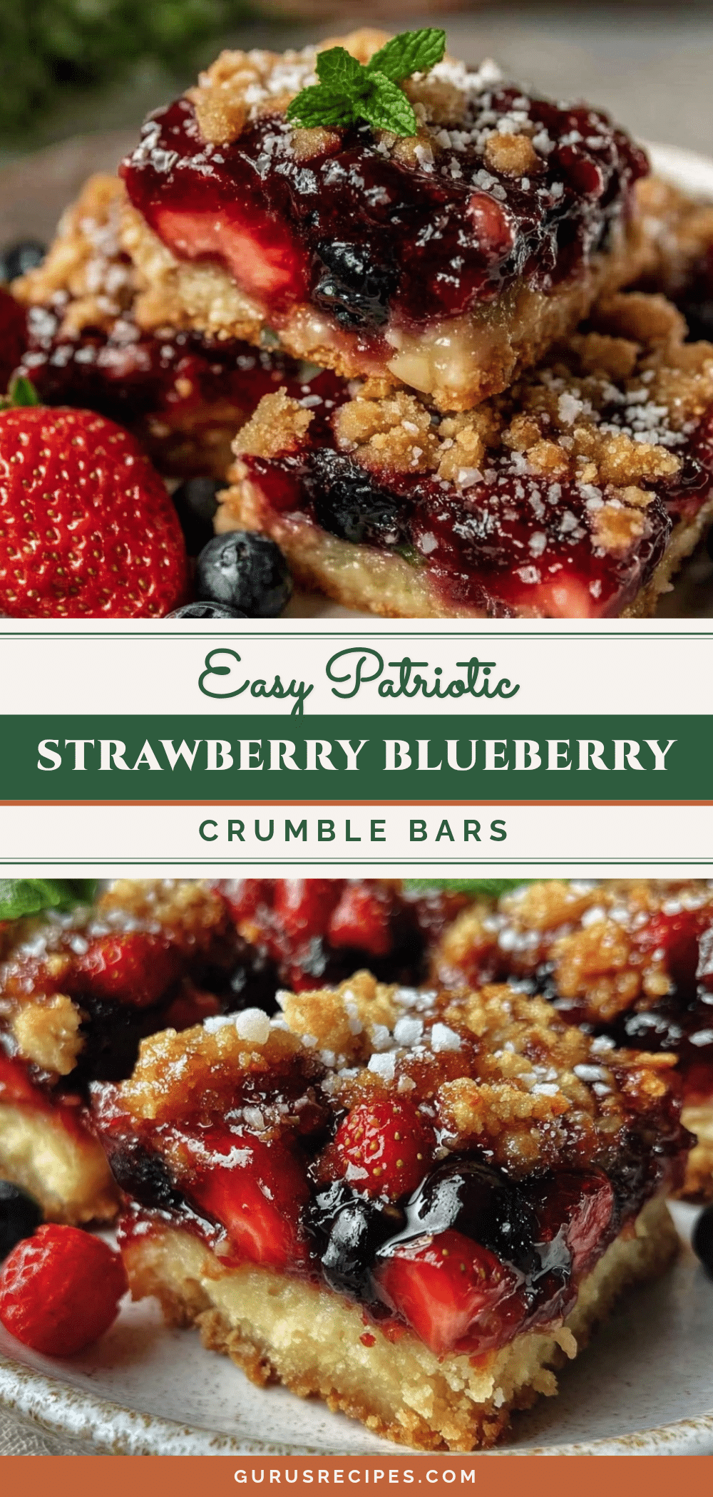 patriotic strawberry blueberry crumble bars recipe