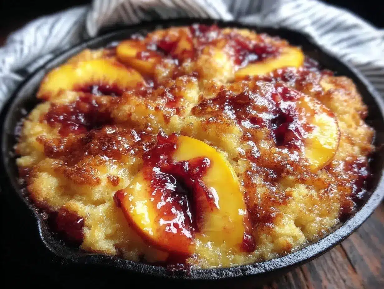 peach cobbler cast iron dutch oven preparation steps