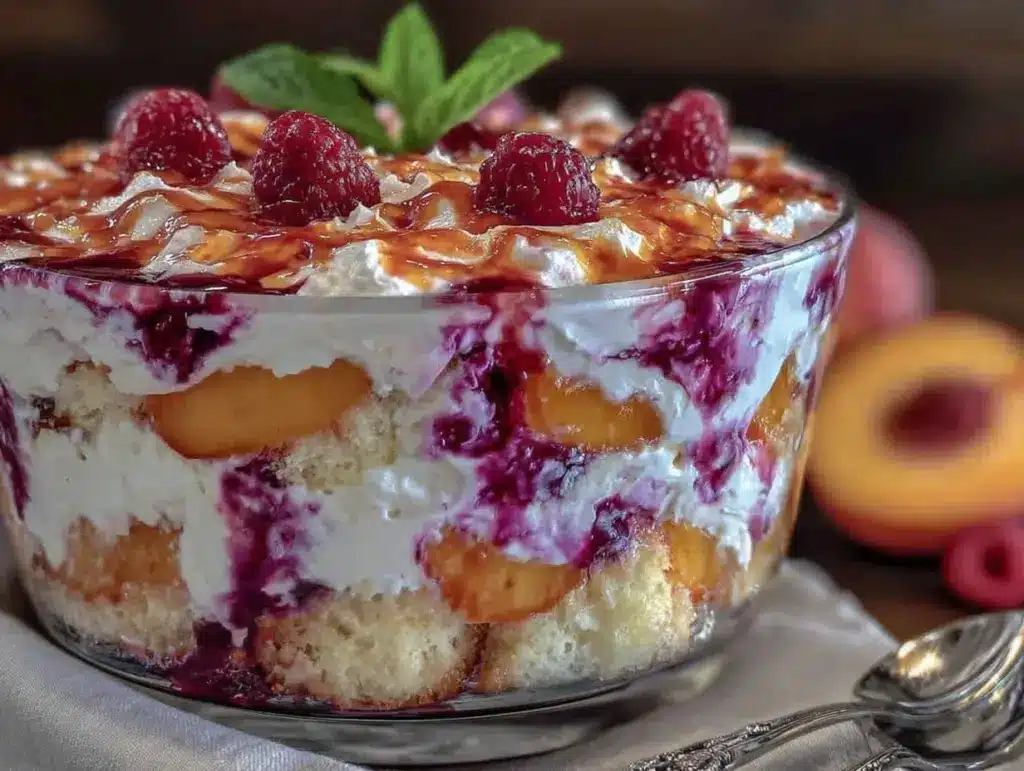 peach melba trifle - featured image