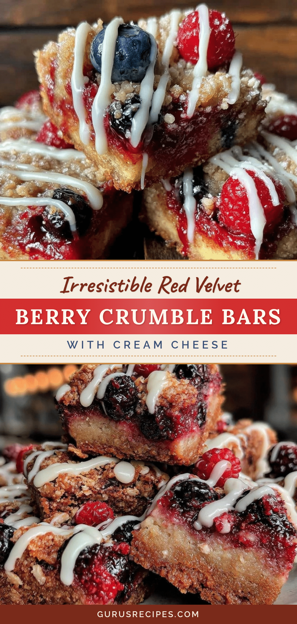 red velvet berry crumble bars recipe