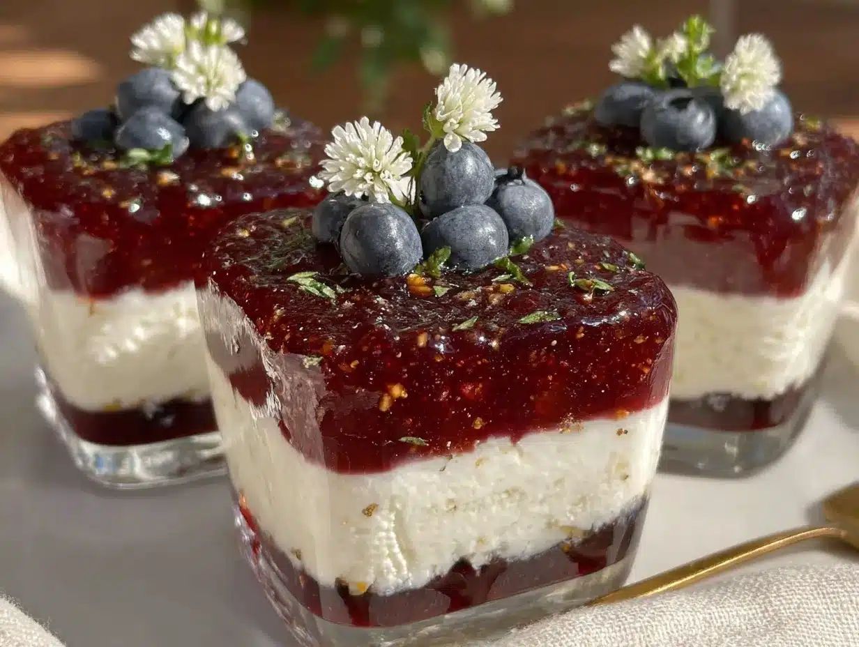 red white and blue layered jello parfait preparation steps