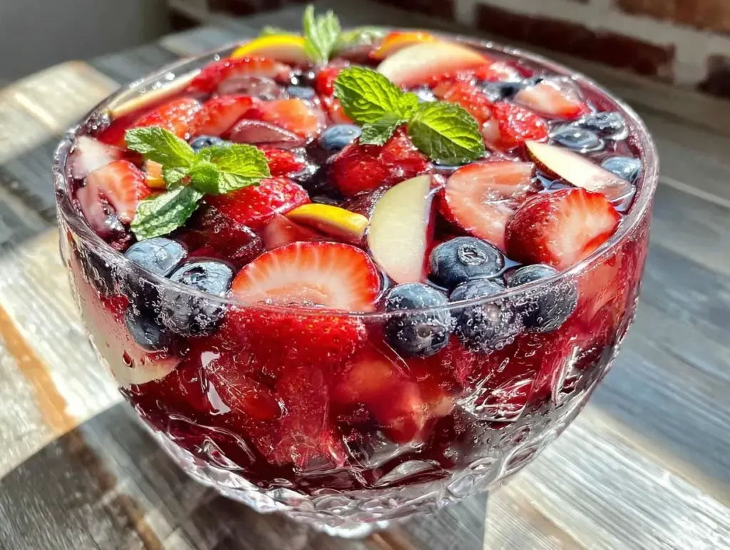red white and blue sangria punch bowl - featured image