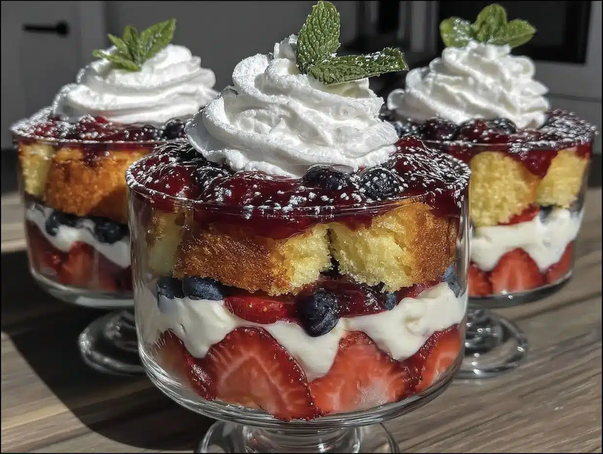 red white and blue trifle preparation steps