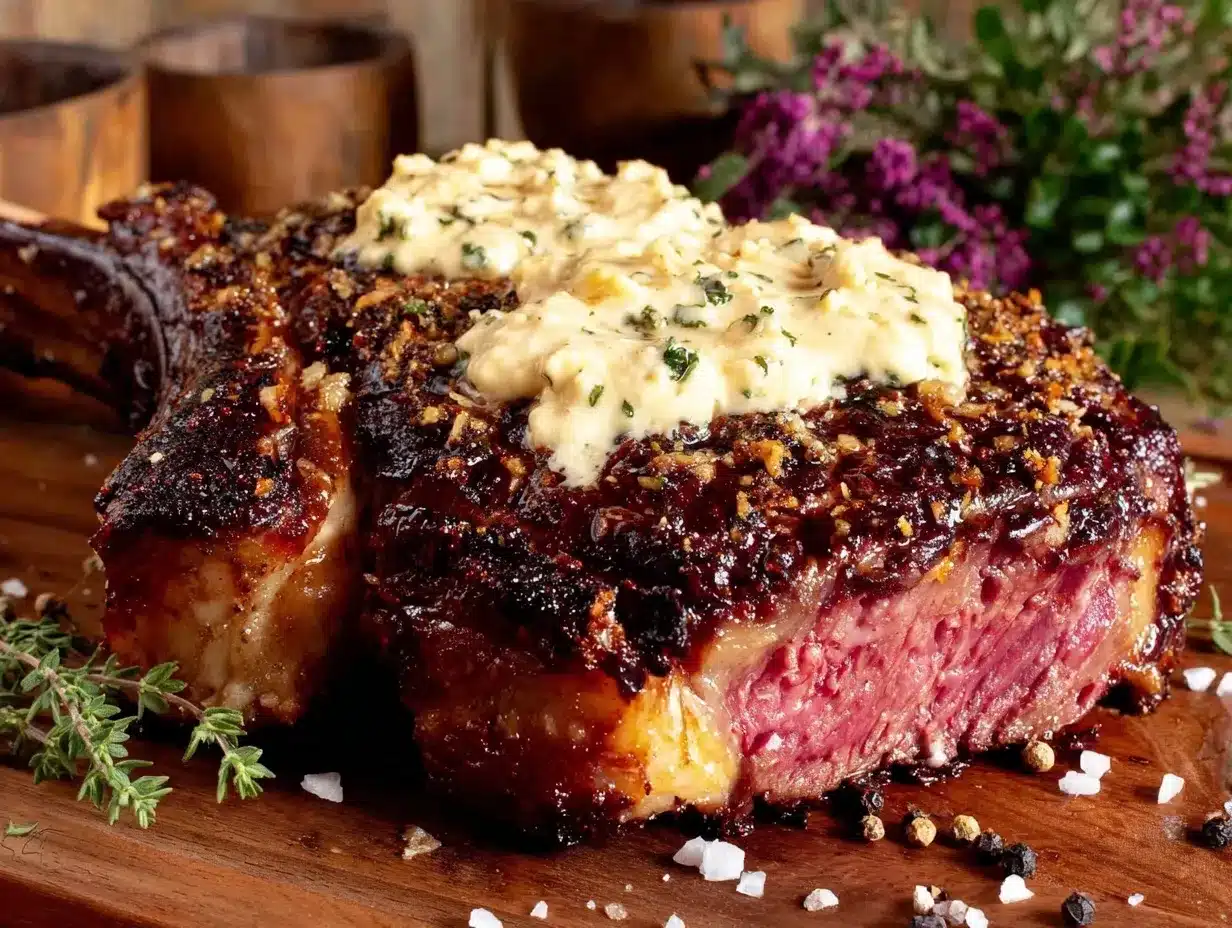 reverse-seared tomahawk steak preparation steps