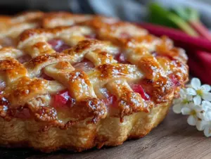 rhubarb custard pie - featured image