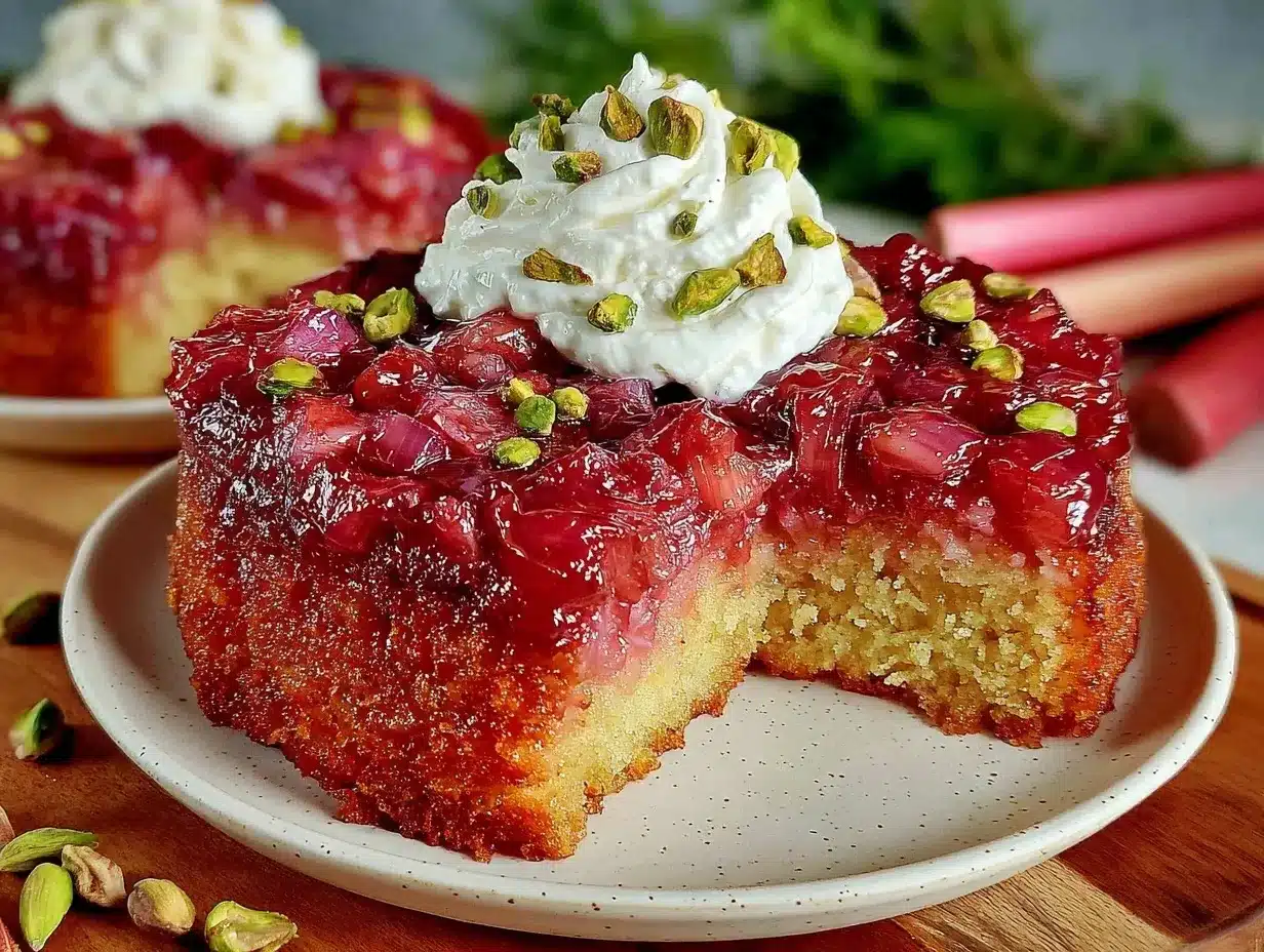 rhubarb upside down cake preparation steps