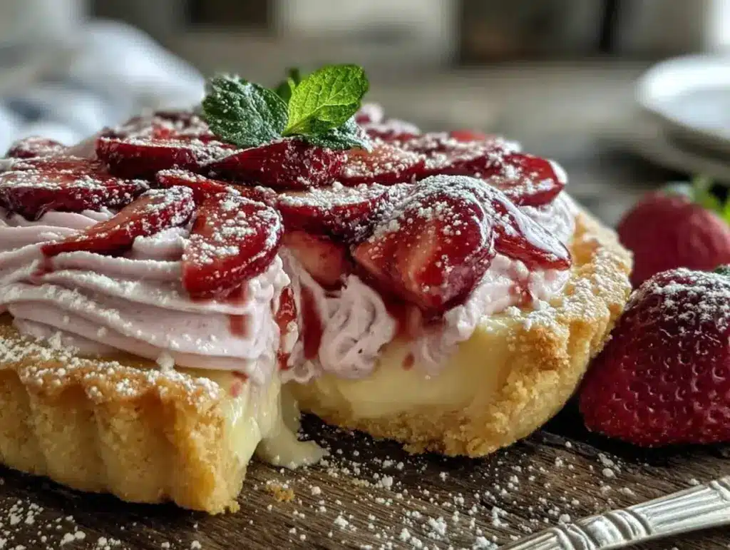 rose petal strawberry mousse tart - featured image