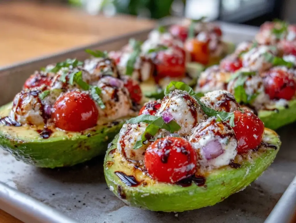 Sheet Pan Caprese Stuffed Avocado Boats - featured image