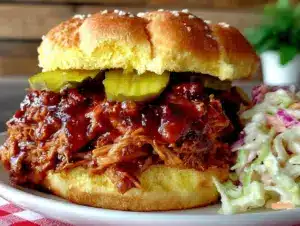 slow cooker bbq pulled chicken - featured image