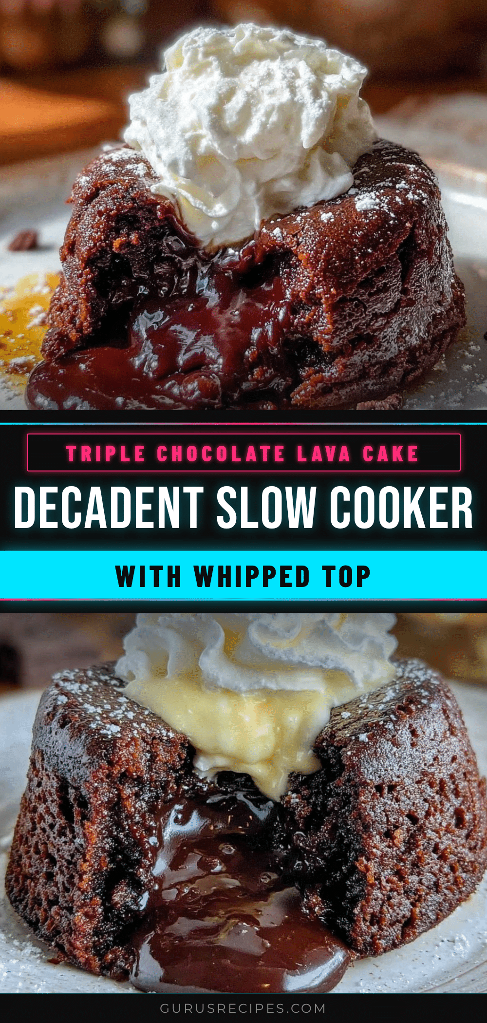 slow cooker triple chocolate lava cake recipe