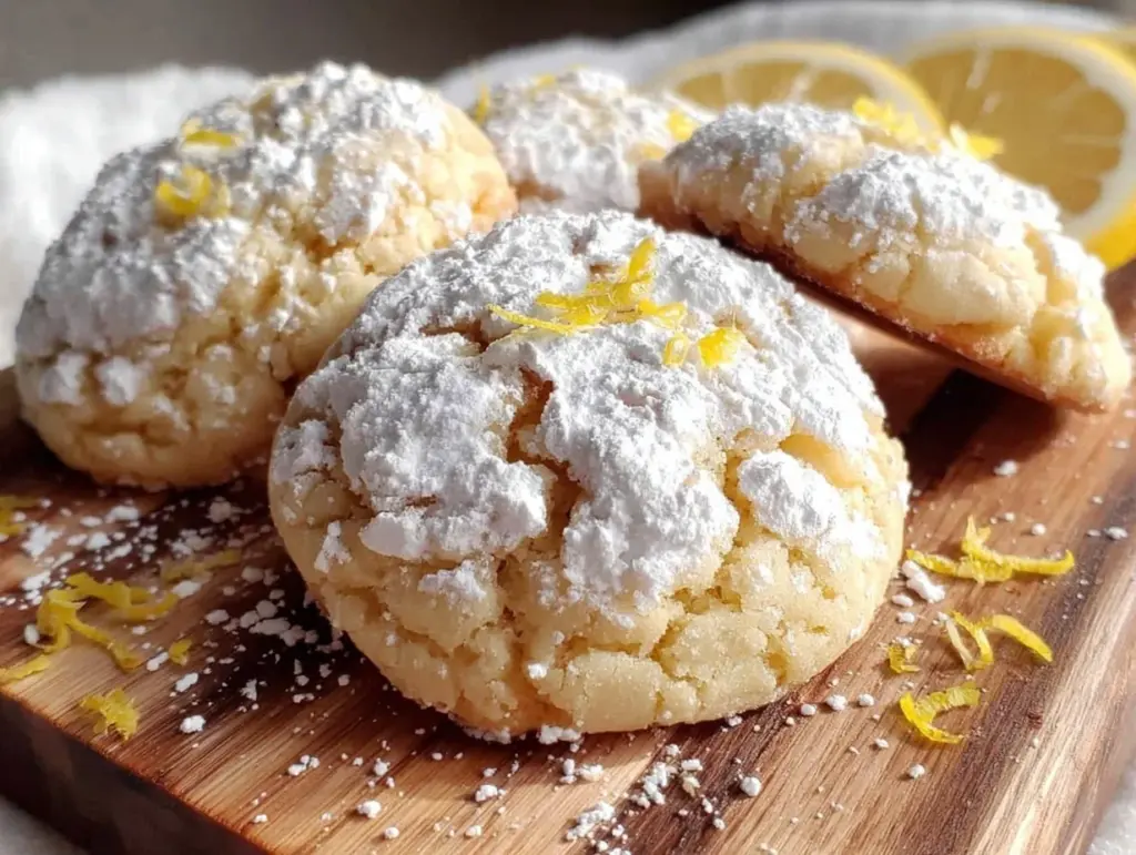 soft lemon crinkle cookies - featured image