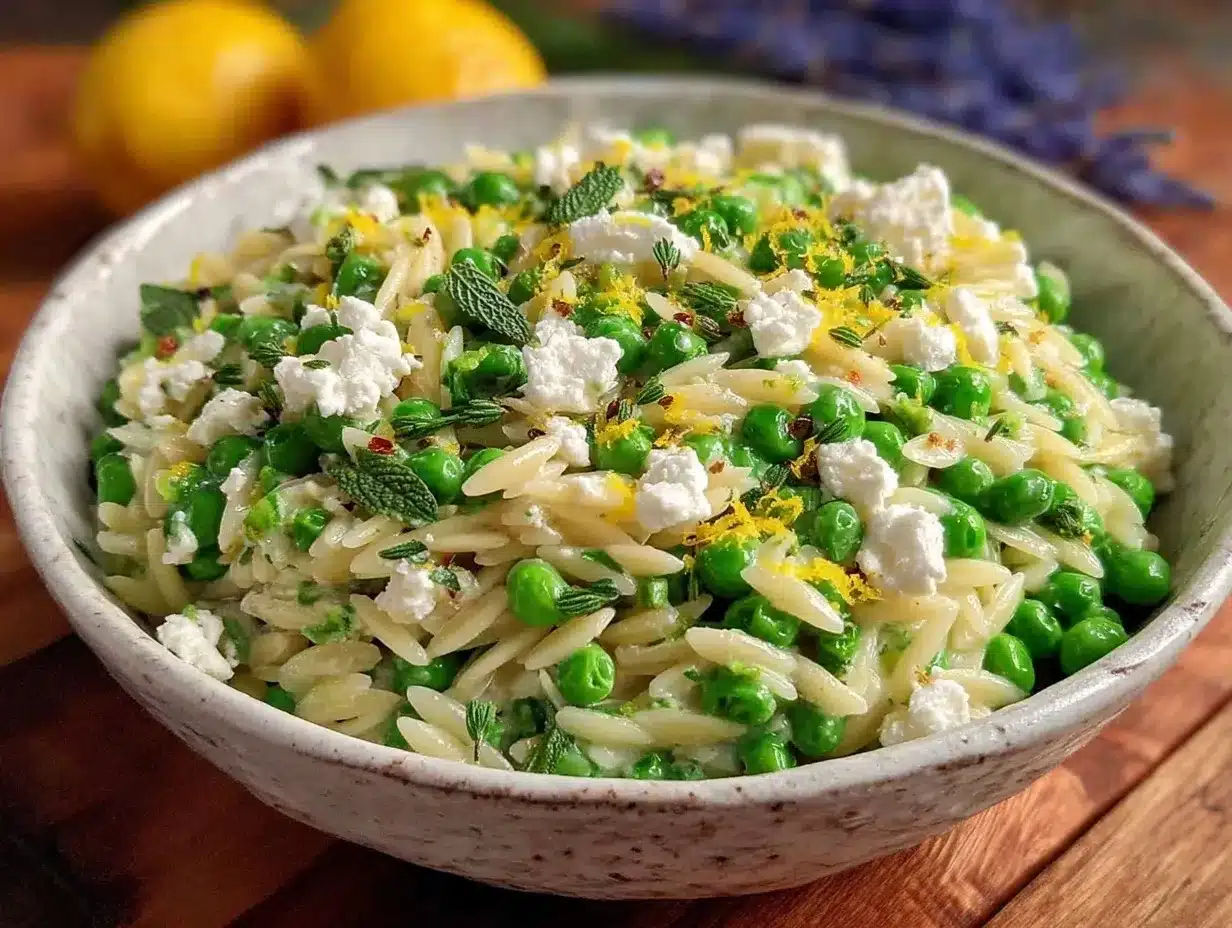 spring pea and mint orzo salad preparation steps
