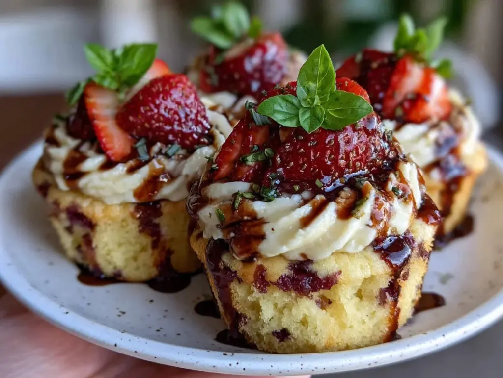 strawberry basil cupcakes - featured image