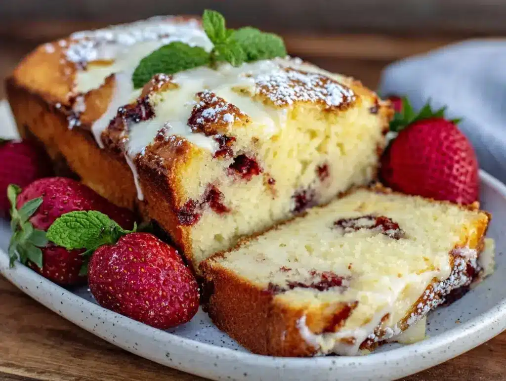 strawberry cream cheese pound cake - featured image