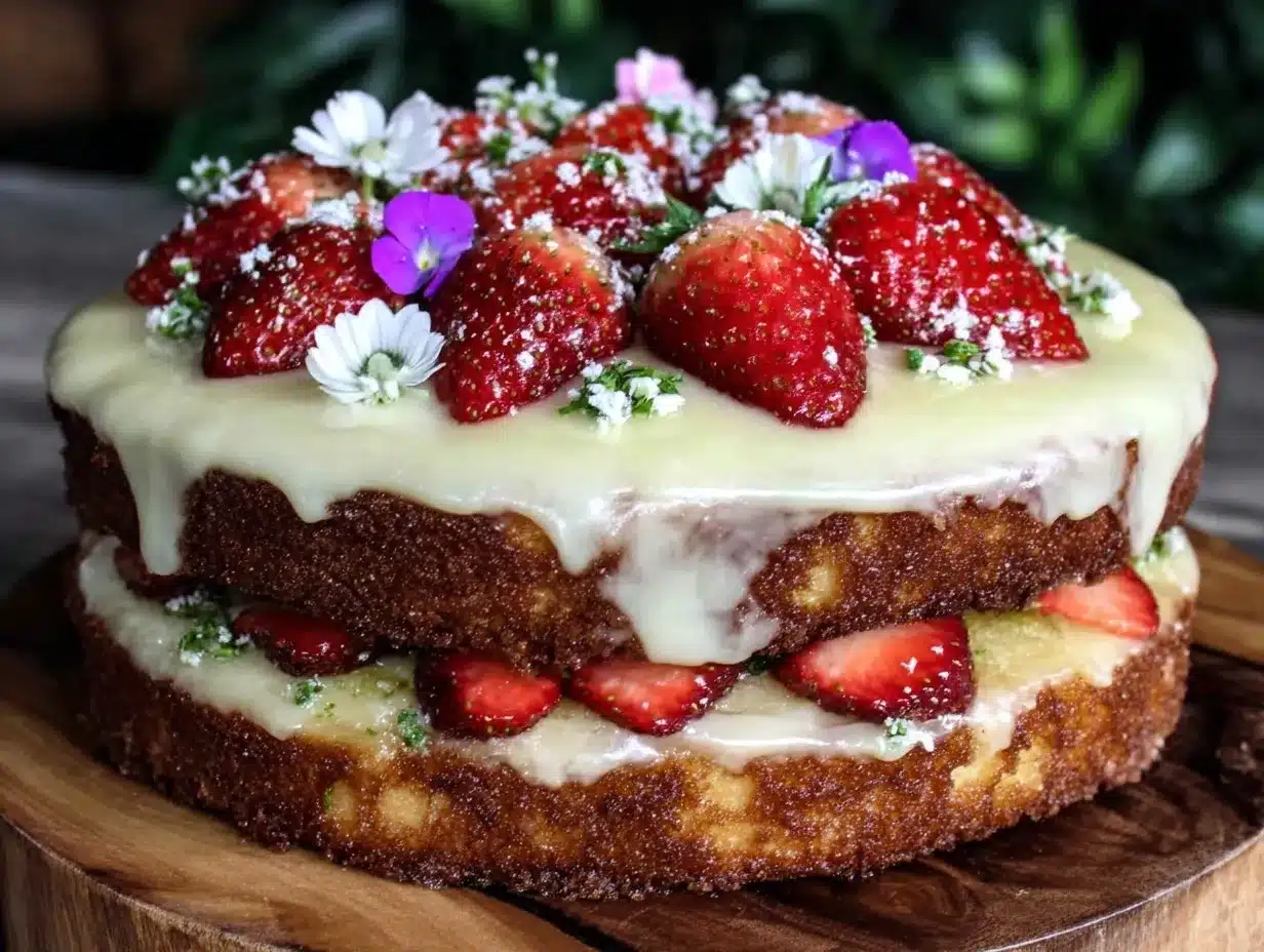 Strawberry Lemonade Naked Cake preparation steps