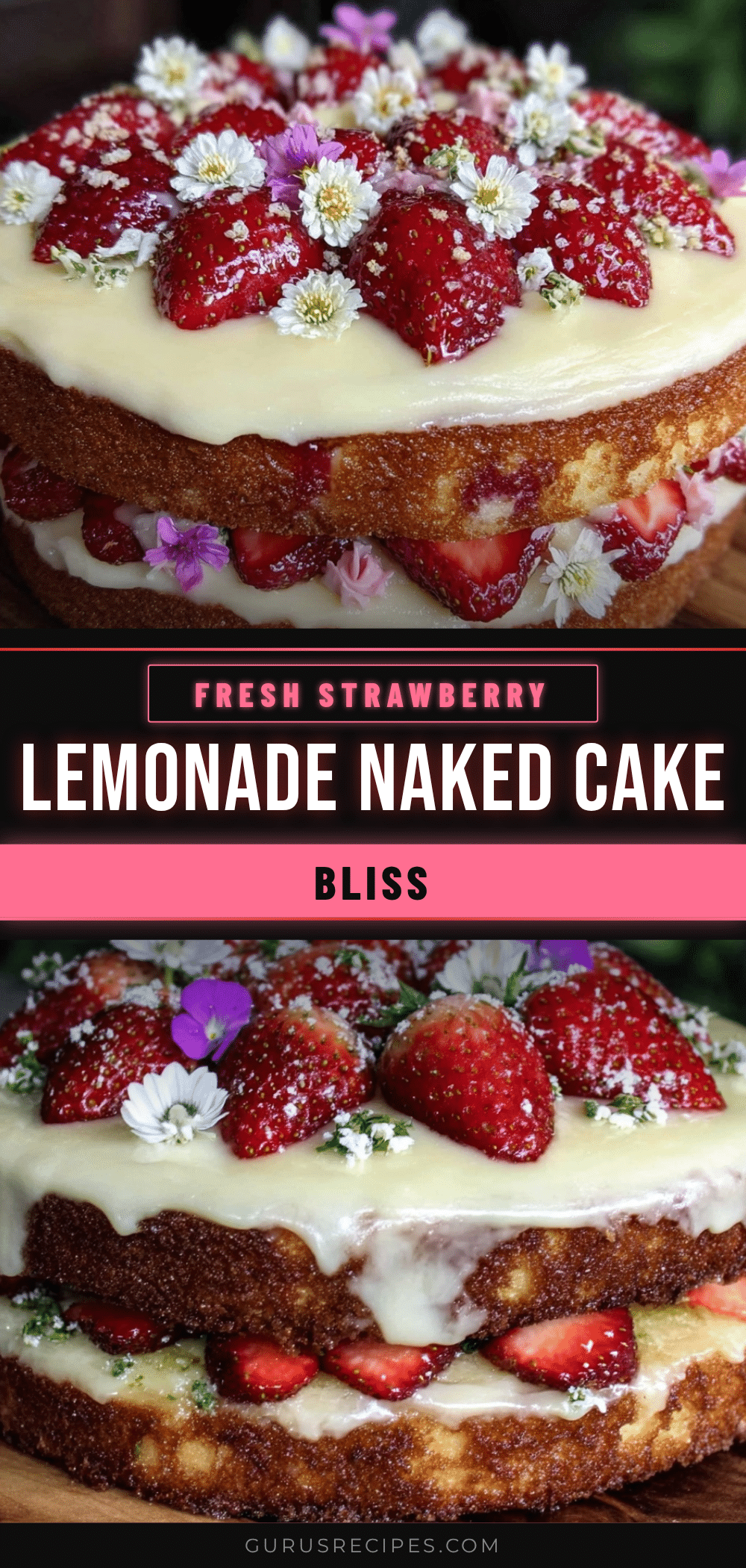 Strawberry Lemonade Naked Cake recipe