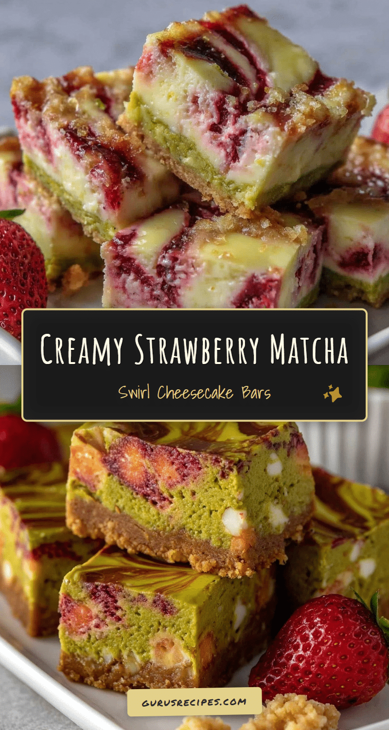 strawberry matcha swirl cheesecake bars recipe