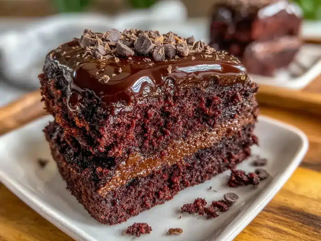 triple layer chocolate fudge sheet cake - featured image