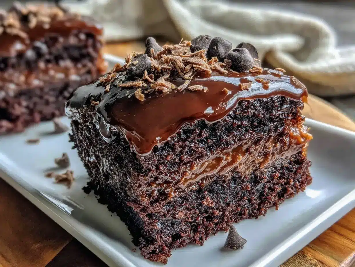 triple layer chocolate fudge sheet cake preparation steps