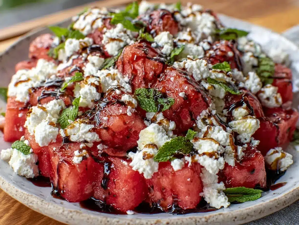 watermelon feta mint salad preparation steps