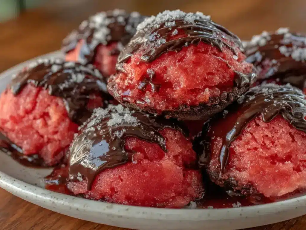 watermelon sorbet with dark chocolate shell - featured image