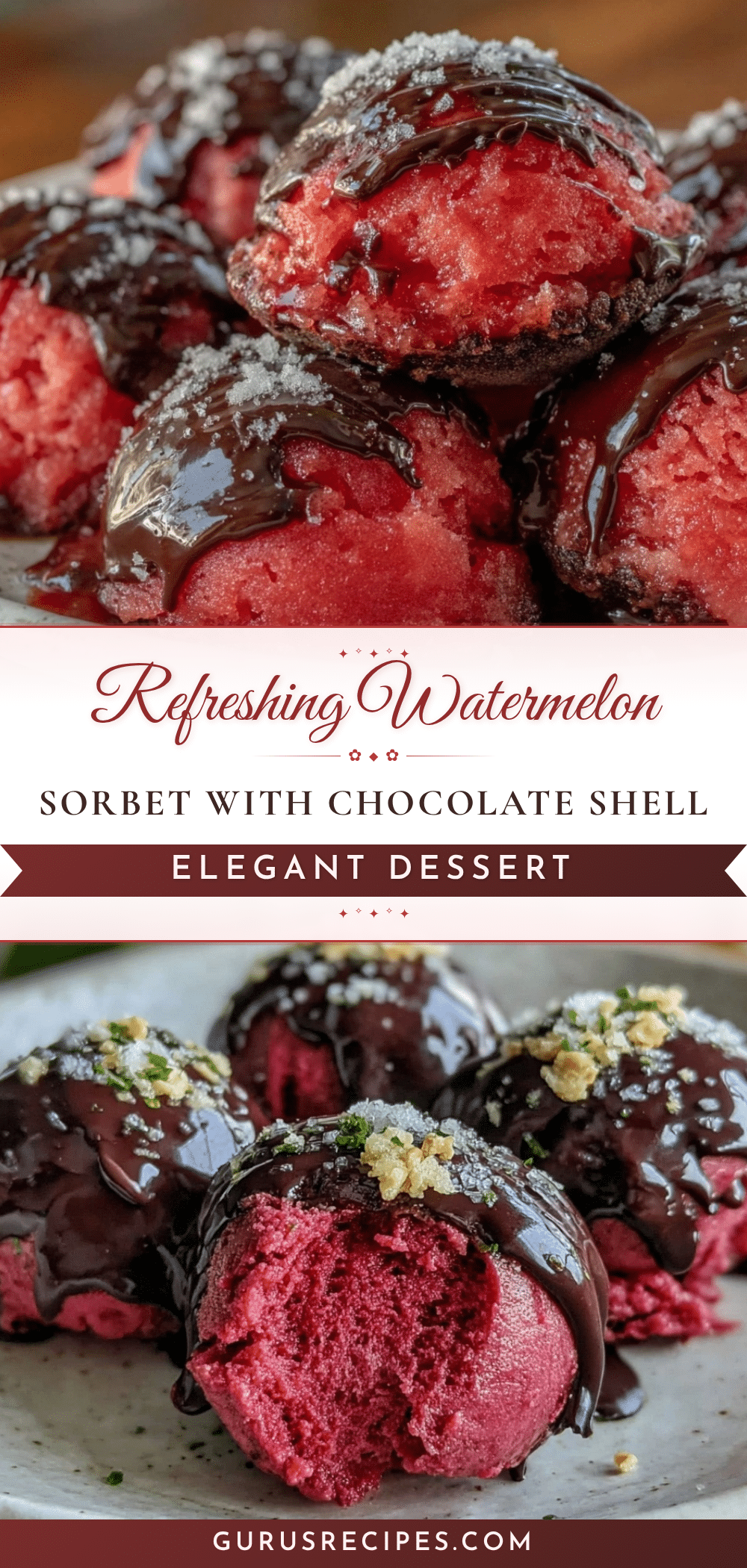 watermelon sorbet with dark chocolate shell recipe