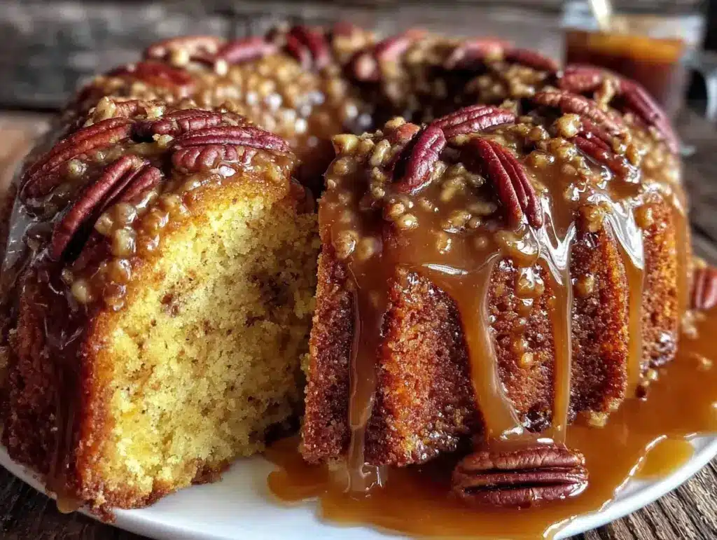whiskey caramel pecan bundt cake - featured image