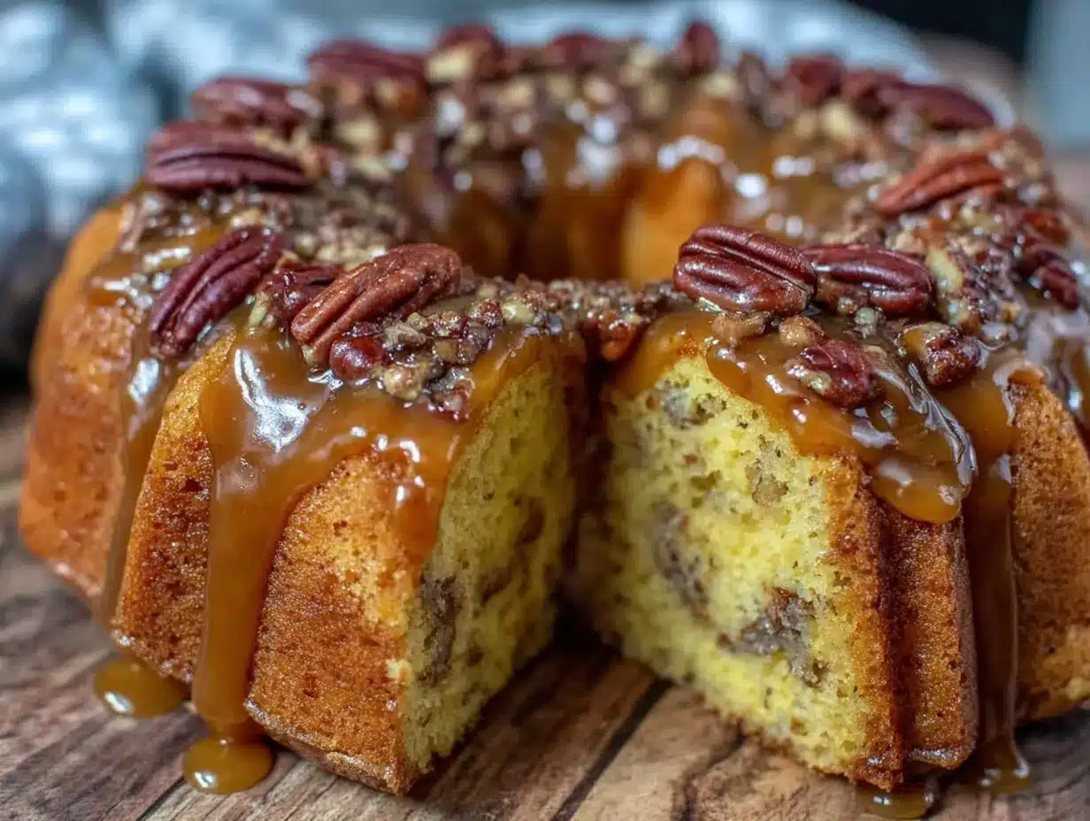 whiskey caramel pecan bundt cake preparation steps