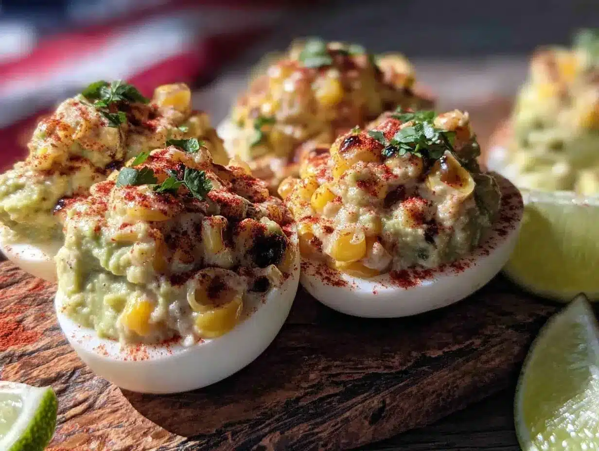 zesty street corn guacamole deviled eggs preparation steps