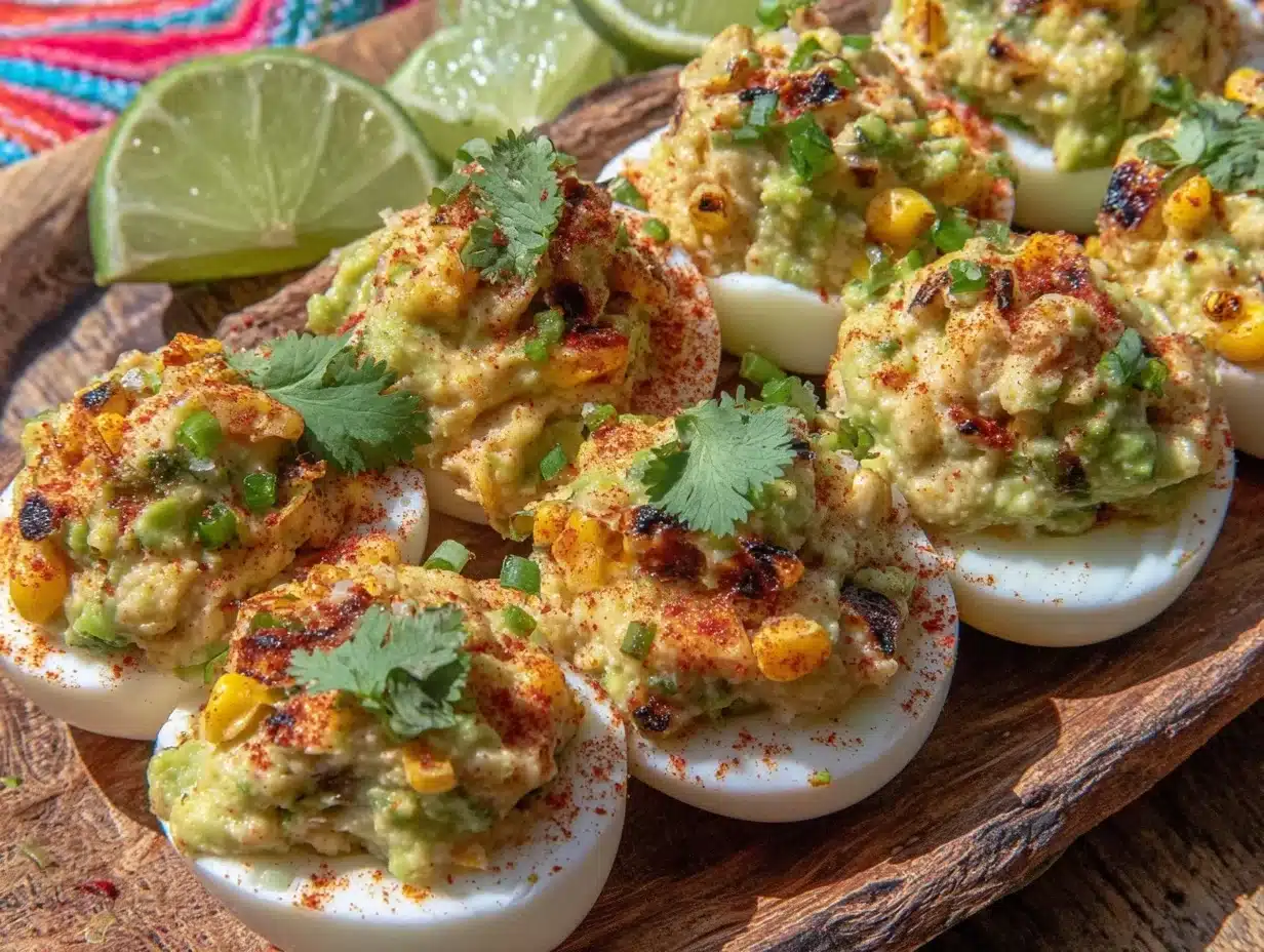 zesty street corn guacamole deviled eggs - featured image