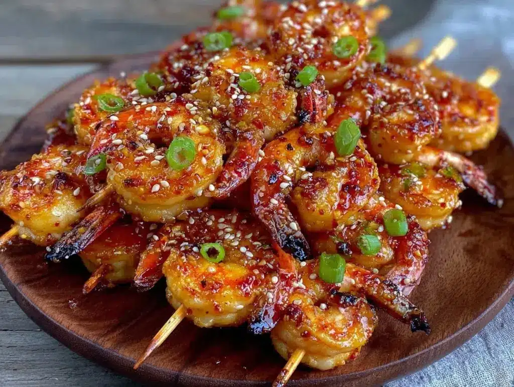asian glazed grilled shrimp skewers - featured image