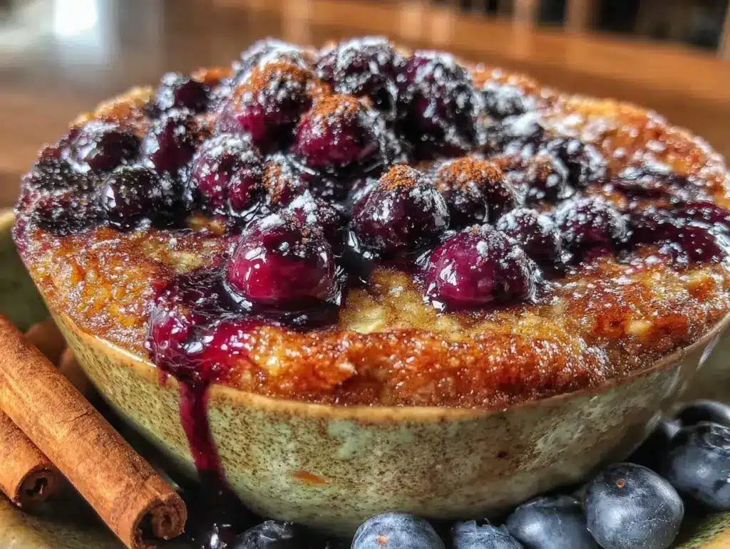 baked oatmeal with blueberries and cinnamon - featured image