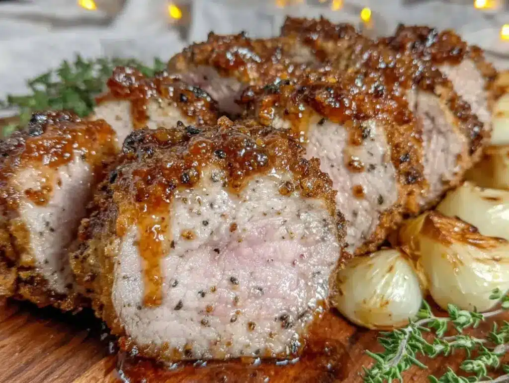 bourbon maple glazed pork tenderloin - featured image