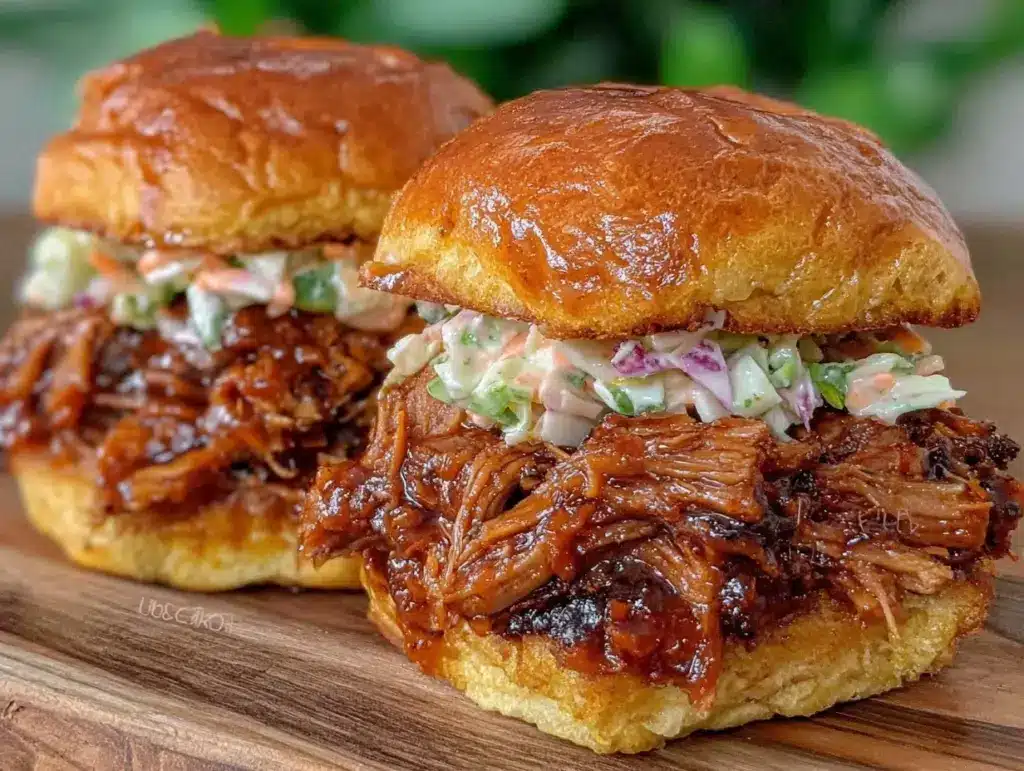 brown sugar bourbon pulled pork sliders - featured image