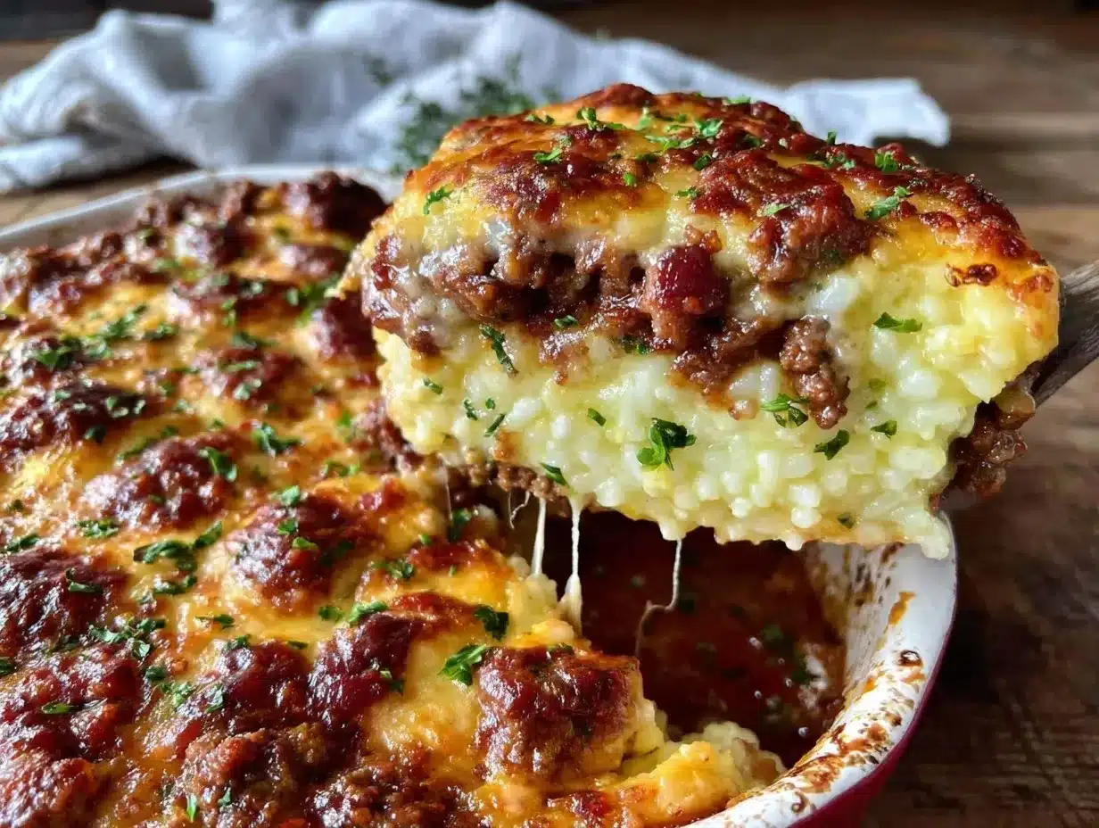 cheesy beef and rice casserole preparation steps