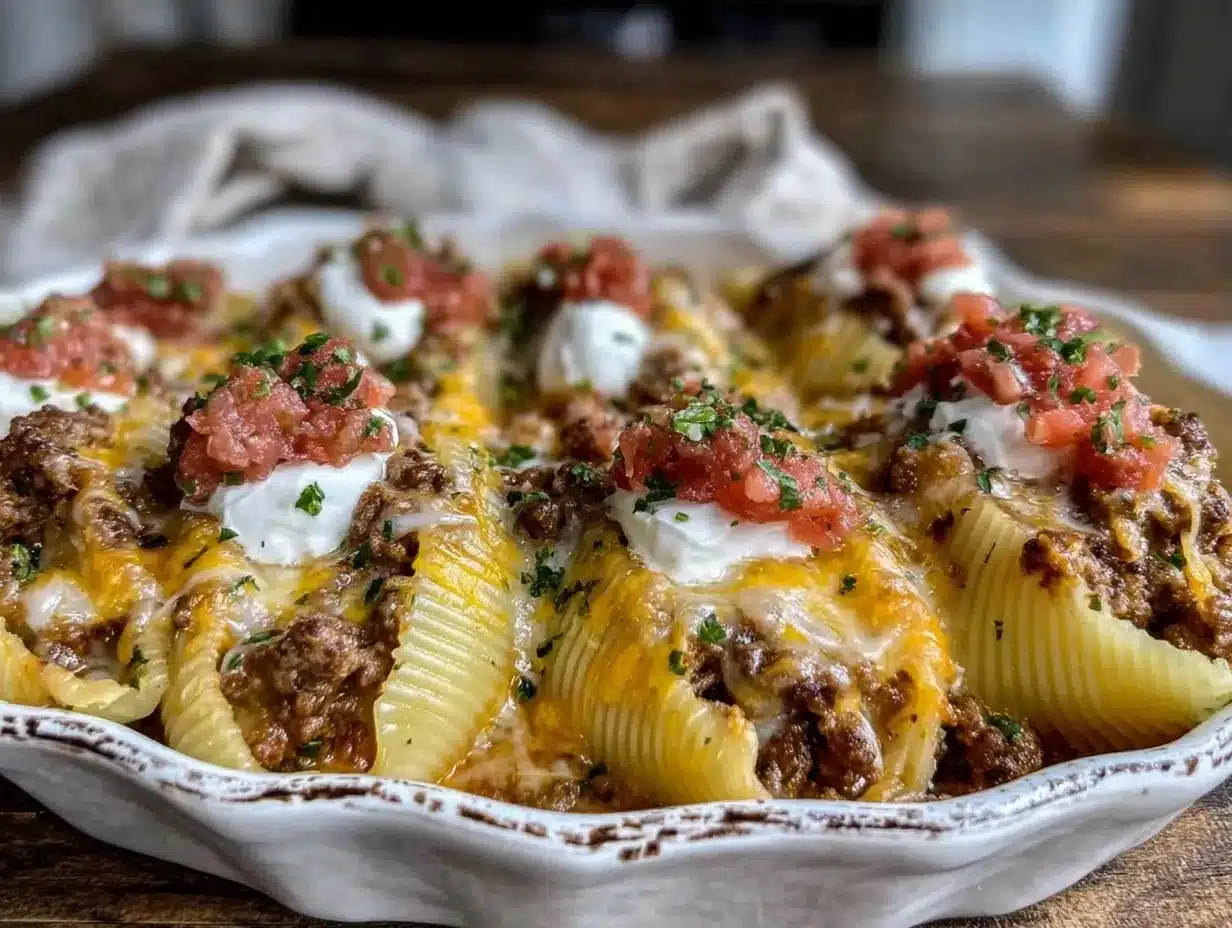cheesy taco stuffed shells preparation steps