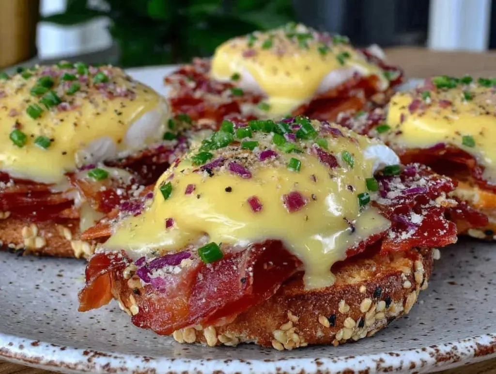 classic eggs benedict with crispy prosciutto - featured image