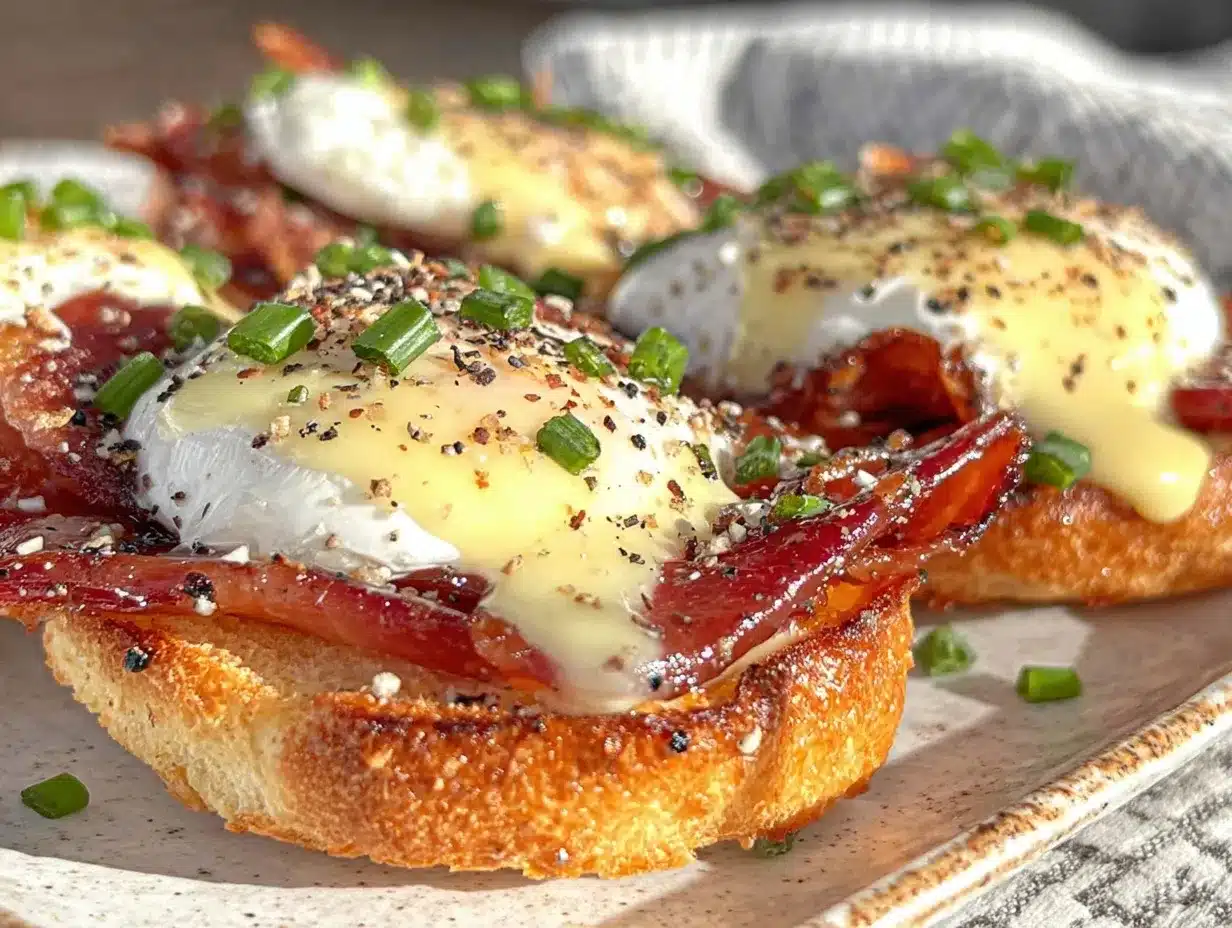 classic eggs benedict with crispy prosciutto preparation steps