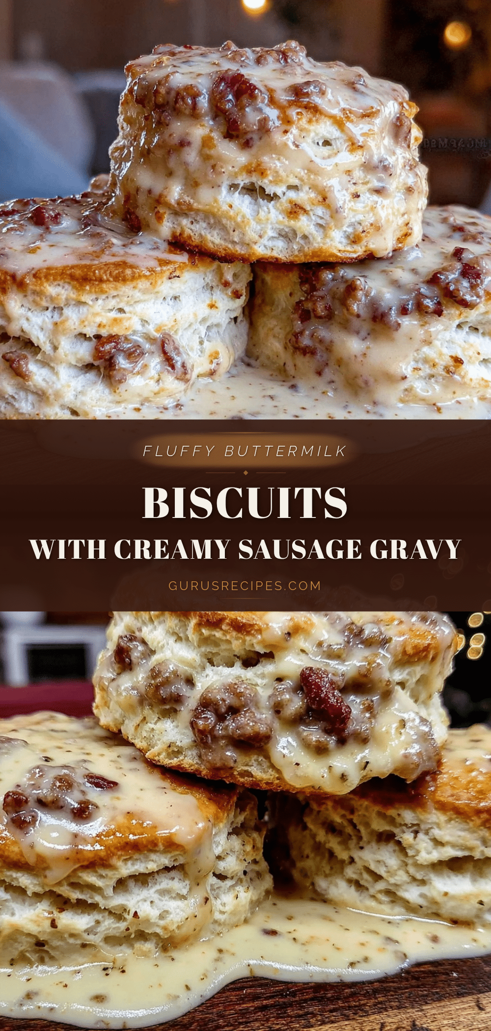 cozy fluffy buttermilk biscuits with creamy sausage gravy recipe
