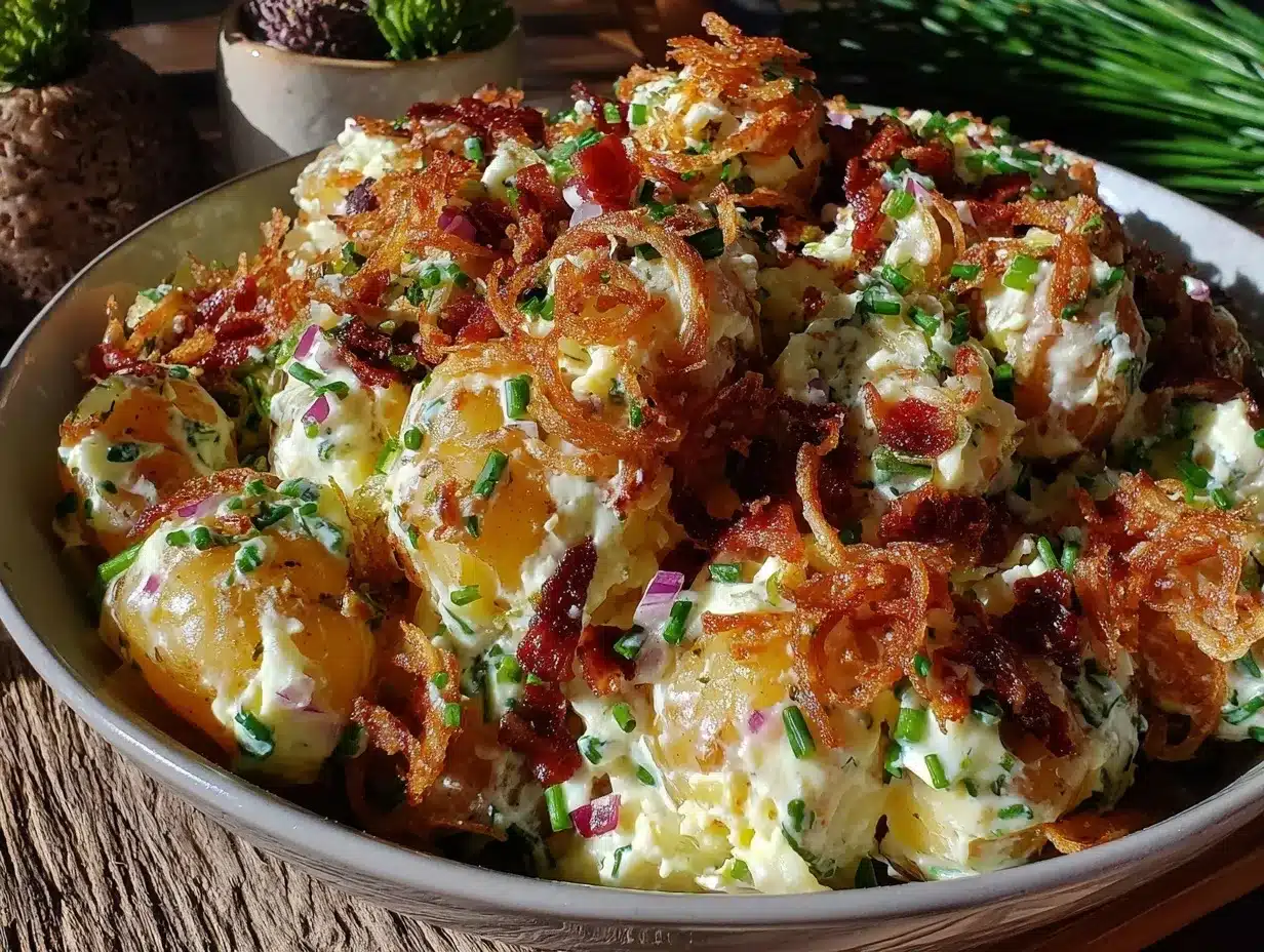 creamy bacon ranch loaded potato salad preparation steps