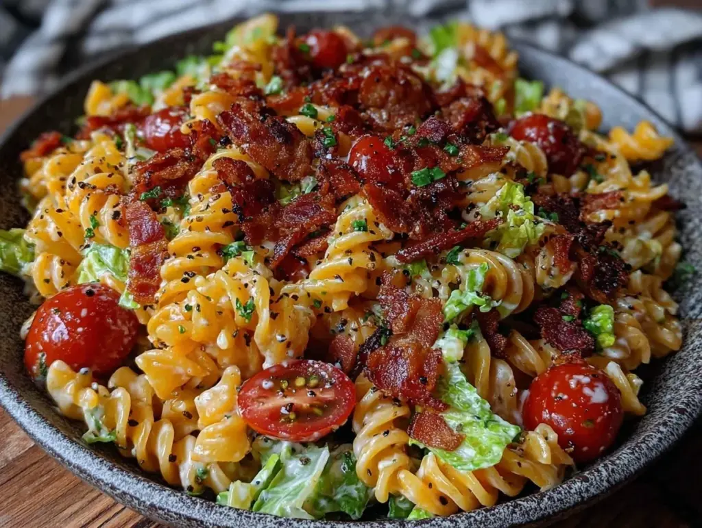 creamy blt pasta salad - featured image