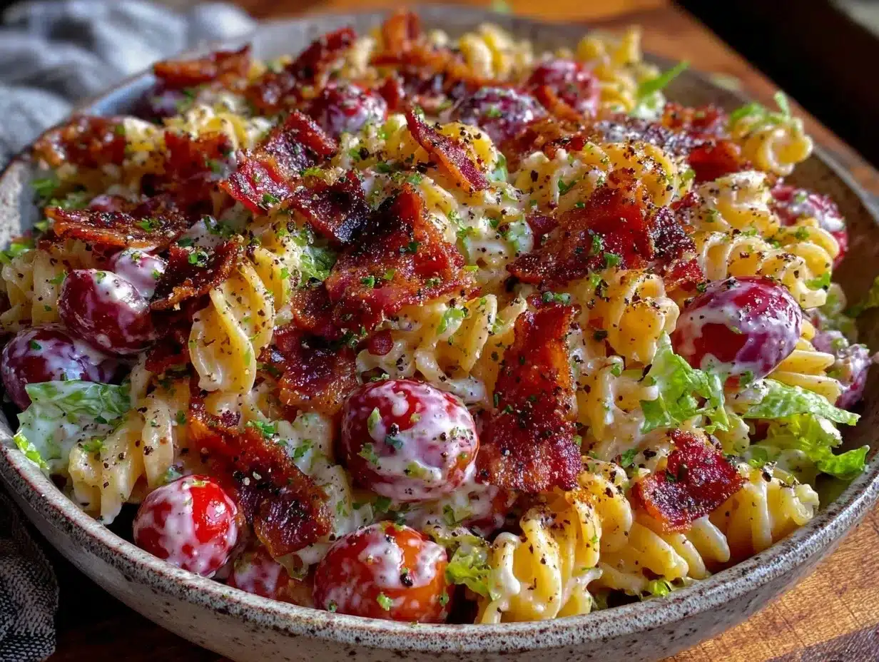 creamy blt pasta salad preparation steps