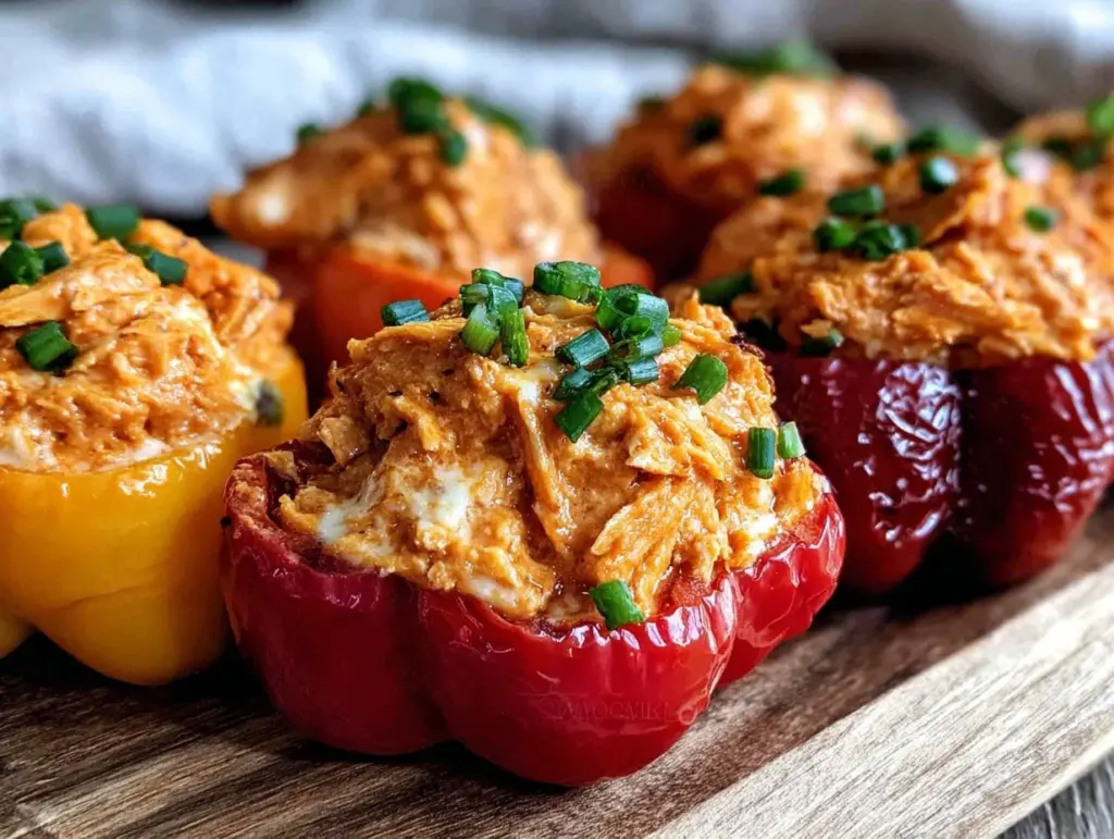 Creamy Buffalo Chicken Dip Stuffed Mini Peppers - featured image