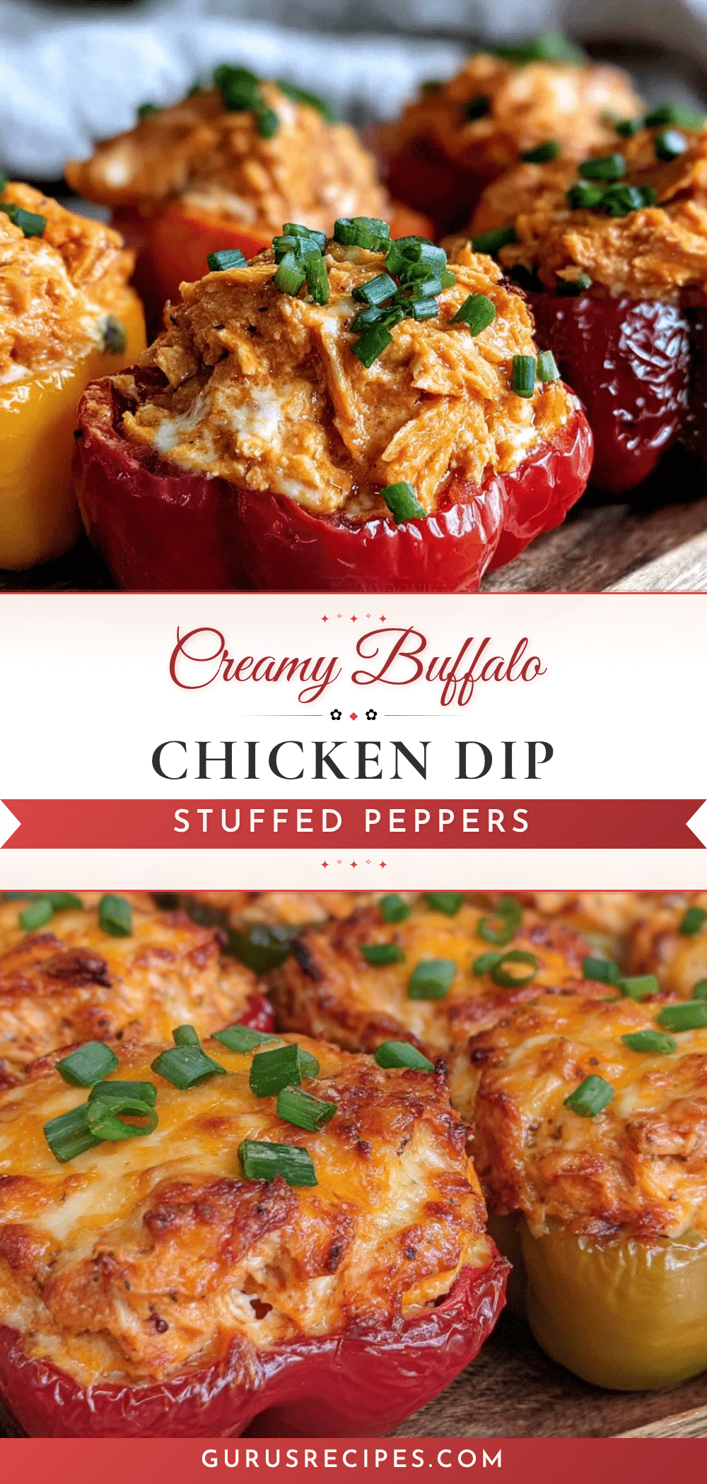 Creamy Buffalo Chicken Dip Stuffed Mini Peppers recipe