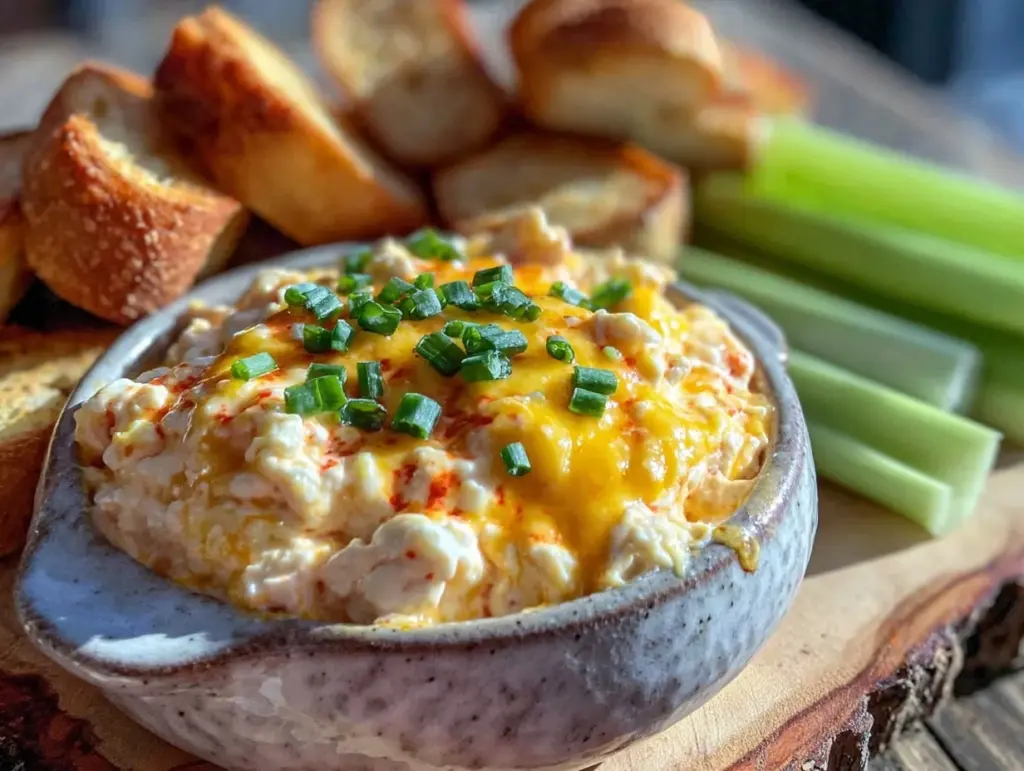 creamy buffalo chicken dip with ranch - featured image