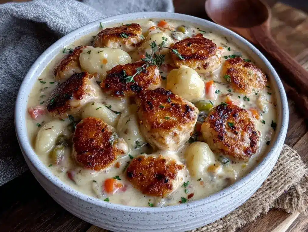 creamy chicken gnocchi soup - featured image